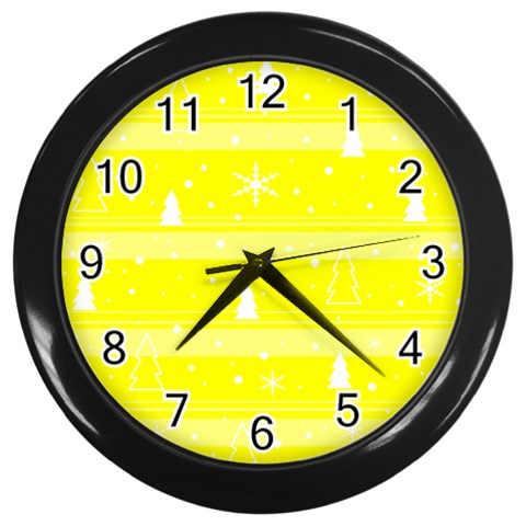 Yellow Xmas Wall Clocks (Black) from ArtsNow.com Front