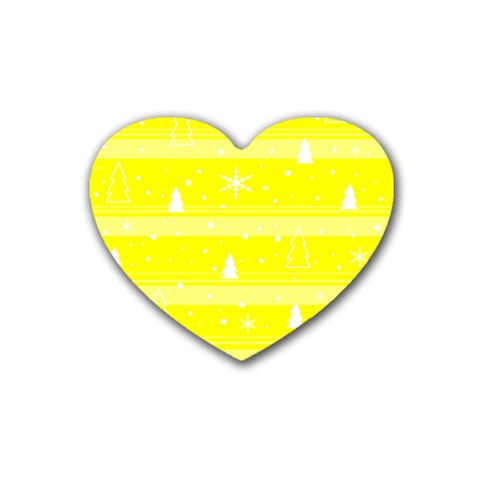 Yellow Xmas Rubber Coaster (Heart)  from ArtsNow.com Front