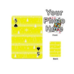 Yellow Xmas Playing Cards 54 (Mini)  from ArtsNow.com Front - Spade5