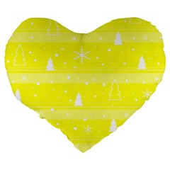 Yellow Xmas Large 19  Premium Heart Shape Cushions from ArtsNow.com Back