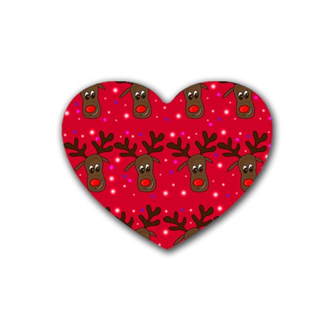 Reindeer Xmas pattern Heart Coaster (4 pack)  from ArtsNow.com Front