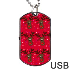 Reindeer Xmas pattern Dog Tag USB Flash (Two Sides)  from ArtsNow.com Front
