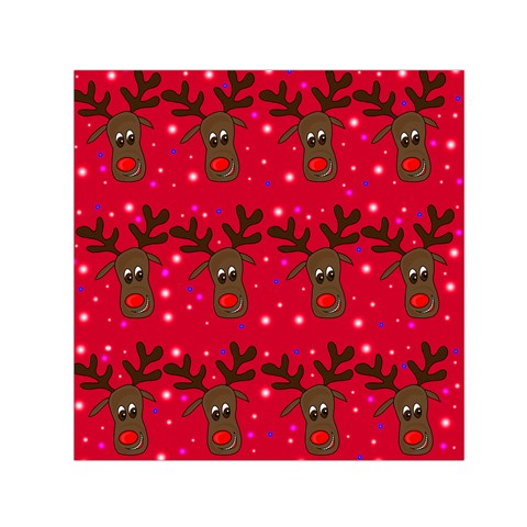 Reindeer Xmas pattern Small Satin Scarf (Square) from ArtsNow.com Front