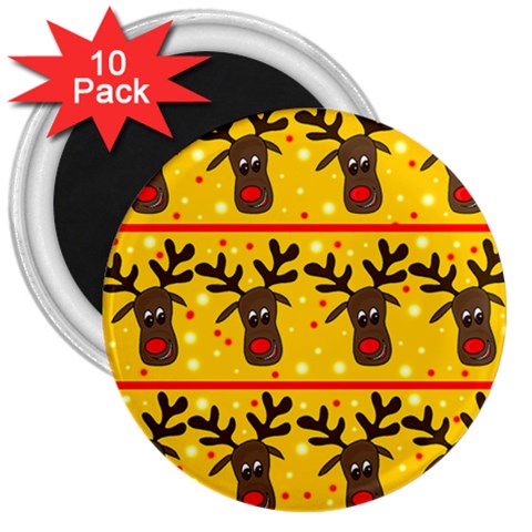 Christmas reindeer pattern 3  Magnets (10 pack)  from ArtsNow.com Front