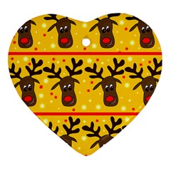 Christmas reindeer pattern Heart Ornament (2 Sides) from ArtsNow.com Front
