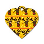 Christmas reindeer pattern Dog Tag Heart (One Side)
