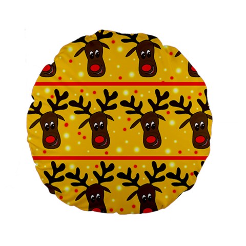 Christmas reindeer pattern Standard 15  Premium Round Cushions from ArtsNow.com Front