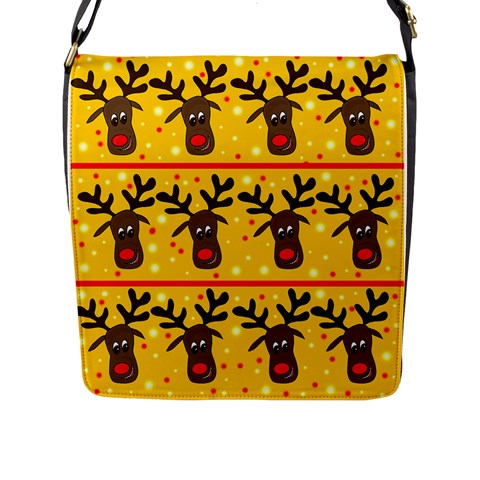 Christmas reindeer pattern Flap Messenger Bag (L)  from ArtsNow.com Front