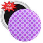 Pastel Pink Mod Circles 3  Magnets (100 pack)