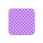 Pastel Pink Mod Circles Rubber Square Coaster (4 pack) 