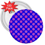 Bright Mod Pink Circles On Blue 3  Buttons (100 pack) 