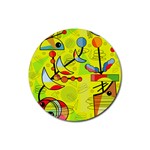 Happy day - yellow Rubber Round Coaster (4 pack) 