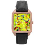 Happy day - yellow Rose Gold Leather Watch 