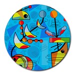 Happy day - blue Round Mousepads