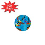 Happy day - blue 1  Mini Buttons (100 pack) 