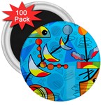 Happy day - blue 3  Magnets (100 pack)