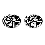 Happy day - black and white Cufflinks (Oval)