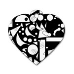 Happy day - black and white Dog Tag Heart (One Side)