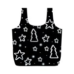 Black and white Xmas Full Print Recycle Bags (M) 