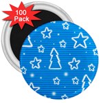 Blue decorative Xmas design 3  Magnets (100 pack)