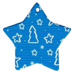 Blue decorative Xmas design Star Ornament (Two Sides) 