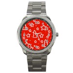 Red Xmas Sport Metal Watch