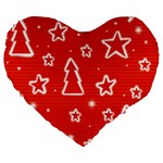 Red Xmas Large 19  Premium Heart Shape Cushions