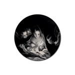 Nativity Scene Birth Of Jesus With Virgin Mary And Angels Black And White Litograph Rubber Round Coaster (4 pack) 
