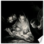 Nativity Scene Birth Of Jesus With Virgin Mary And Angels Black And White Litograph Canvas 12  x 12  
