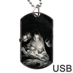 Nativity Scene Birth Of Jesus With Virgin Mary And Angels Black And White Litograph Dog Tag USB Flash (Two Sides) 