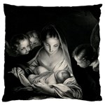 Nativity Scene Birth Of Jesus With Virgin Mary And Angels Black And White Litograph Large Cushion Case (One Side)