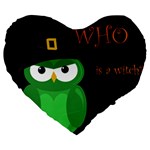 Who is a witch? - green Large 19  Premium Flano Heart Shape Cushions