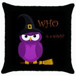 Who is a witch? - purple Throw Pillow Case (Black)