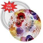 Watercolor Spring Flowers Background 3  Buttons (100 pack) 
