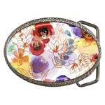 Watercolor Spring Flowers Background Belt Buckles