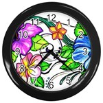 Tropical Hibiscus Flowers Wall Clocks (Black)