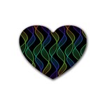 Rainbow Helix Black Rubber Coaster (Heart) 