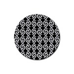 Black and white pattern Rubber Coaster (Round) 