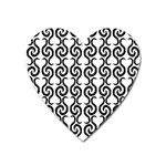 White and black elegant pattern Heart Magnet