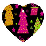 Colorful Xmas Heart Ornament (2 Sides)