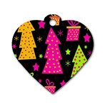 Colorful Xmas Dog Tag Heart (One Side)