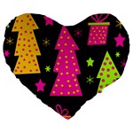 Colorful Xmas Large 19  Premium Heart Shape Cushions