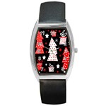 Red playful Xmas Barrel Style Metal Watch