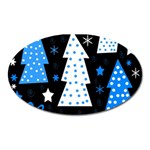 Blue playful Xmas Oval Magnet