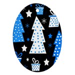 Blue playful Xmas Oval Ornament (Two Sides)