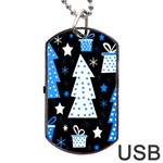 Blue playful Xmas Dog Tag USB Flash (Two Sides) 