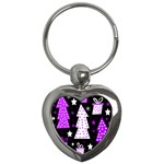 Purple Playful Xmas Key Chains (Heart) 