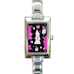 Pink playful Xmas Rectangle Italian Charm Watch