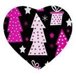 Pink playful Xmas Heart Ornament (2 Sides)