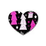 Pink playful Xmas Rubber Coaster (Heart) 